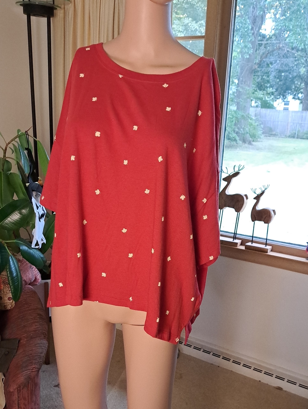 Old Navy Women’s Red Floral Dot Boatneck Top XXL Ptp 28